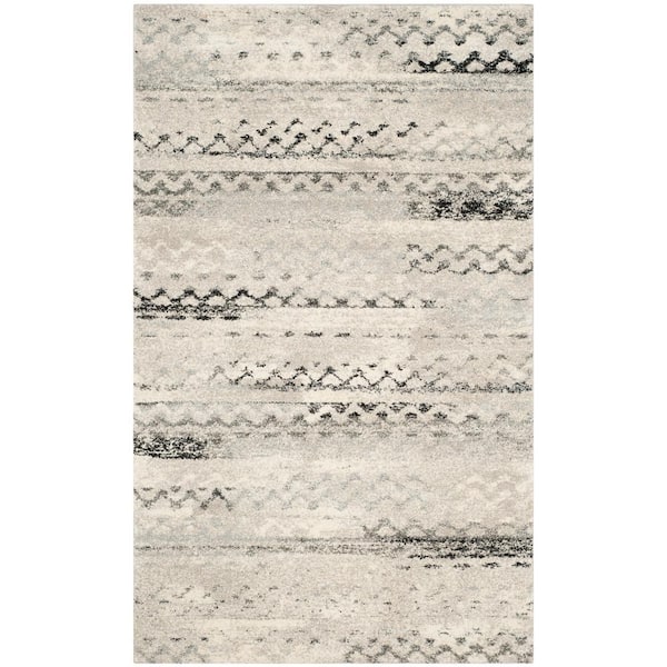 SAFAVIEH Retro Cream/Gray 6 ft. x 9 ft. Striped Area Rug