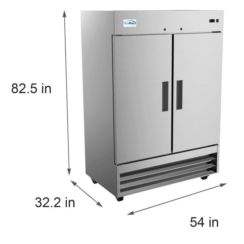 54" Stainless Steel Two-Door Commercial Reach-In Refrigerator