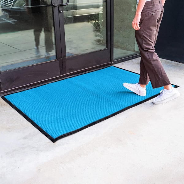 Envelor Indoor Outdoor Doormat Blue 48 in. x 72 in. Stripes Floor