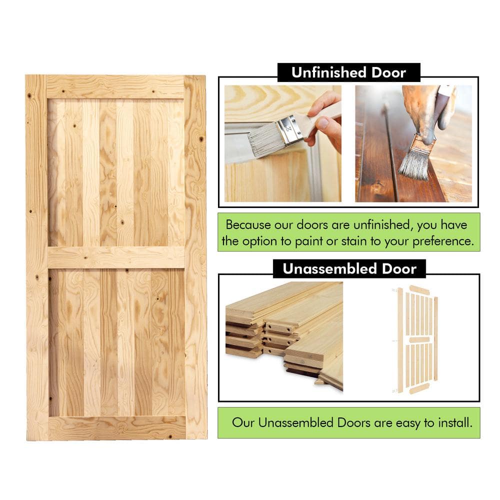 Unfinished Solid Pine Wood 48" x 80" Barn Door