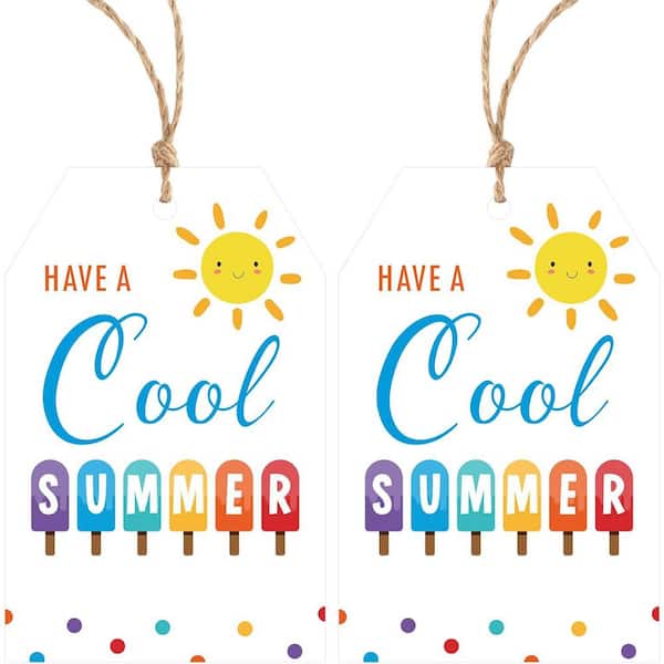 Unbranded Summer Gift Tags with String 50Pcs Personalized Paper Tags for Gift Bags Wrapping Party Decoration Sturdy Card Paper