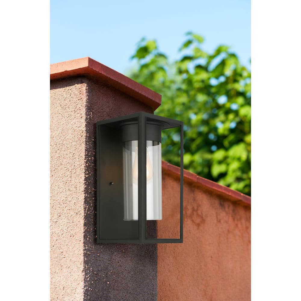 Walker Hill Matte Black Cylinder LED Sconce with Clear Glass