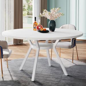 Roesler Modern White Engineered Wood 48 in. 4 Legs Dining Table Seats 6 Kitchen Table for Dining Room Living Room