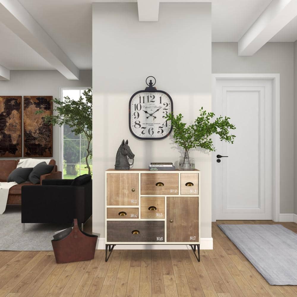 Vintage Black Metal Distressed Pocket Watch Style Wall Clock