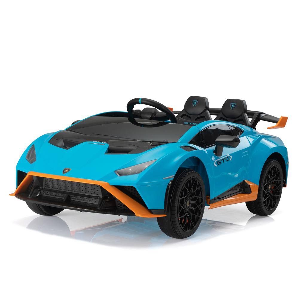 TOBBI 12-Volt Licensed Lamborghini Kids Ride On Car With Remote Control Electric Kids Drift Car in Blue, Blues -  TH17T1016-T01