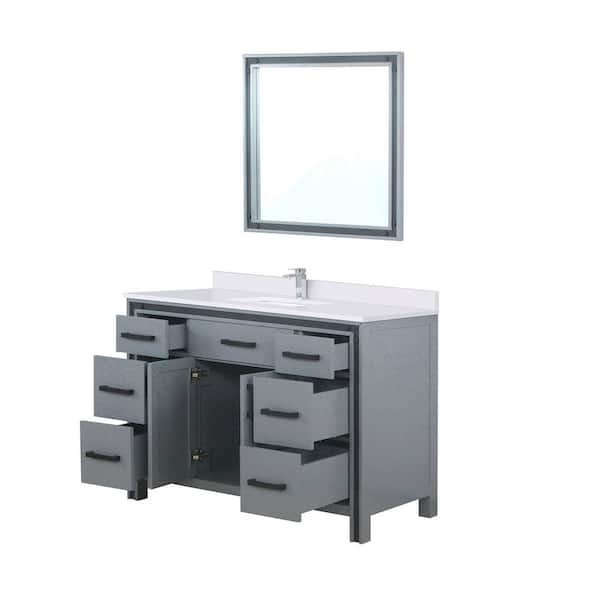 Lexora Ziva 48 in W x 22 in D Dark Grey Bath Vanity, Cultured