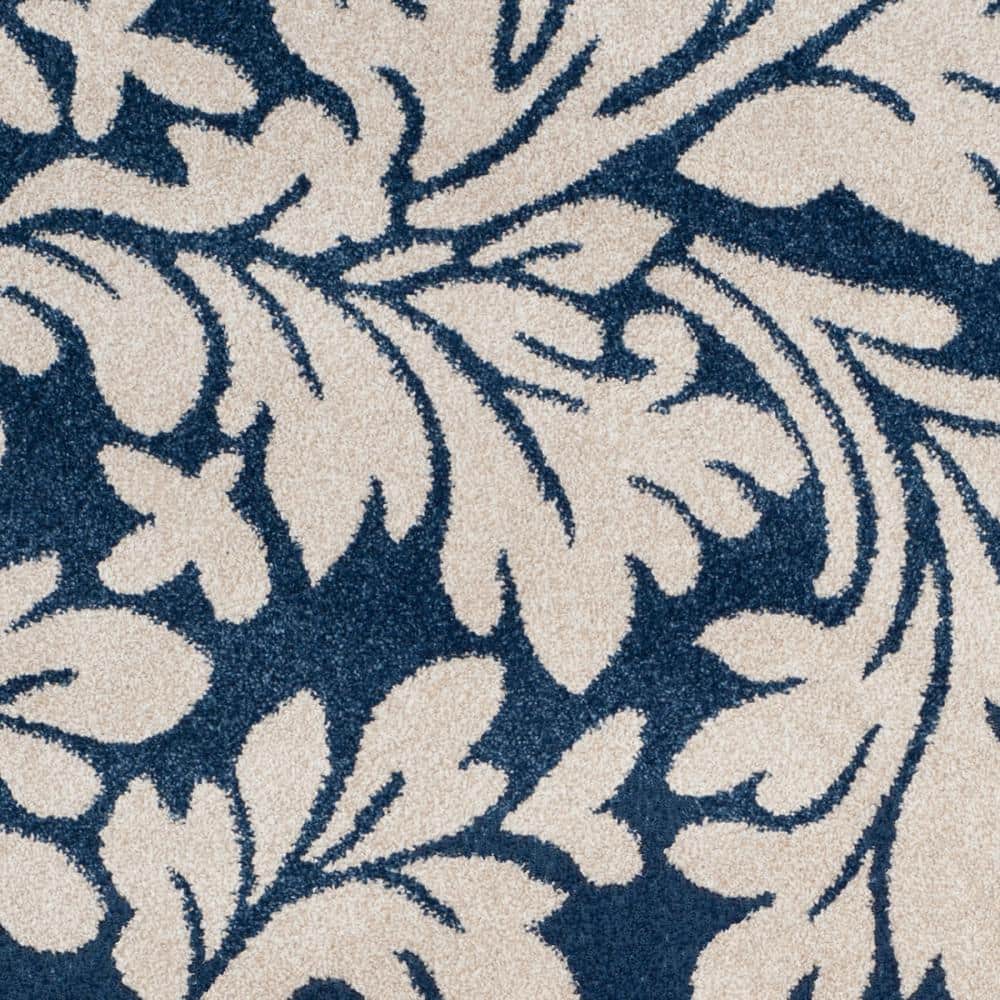 Ivory Floral Elegance 4' x 6' Reversible Synthetic Area Rug