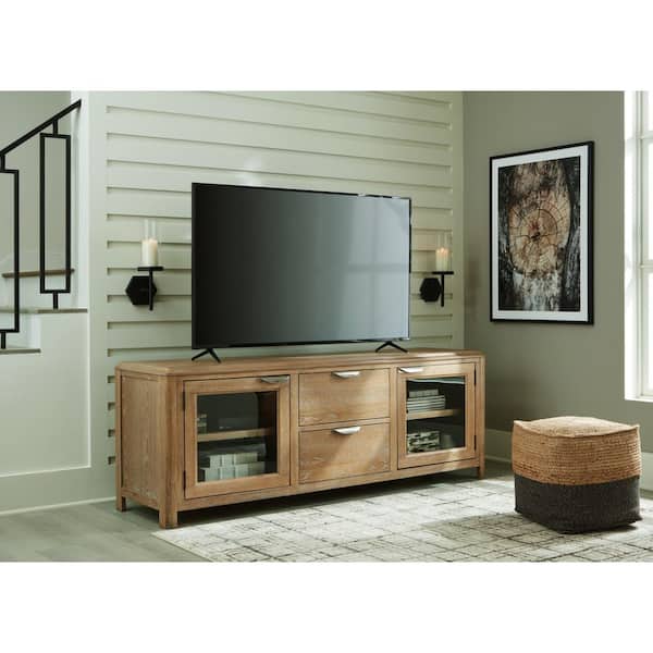 Rencott Brown TV Stand Fits TV's up to 92 in. with Adjustable Shelves, Drawers and Cabinet