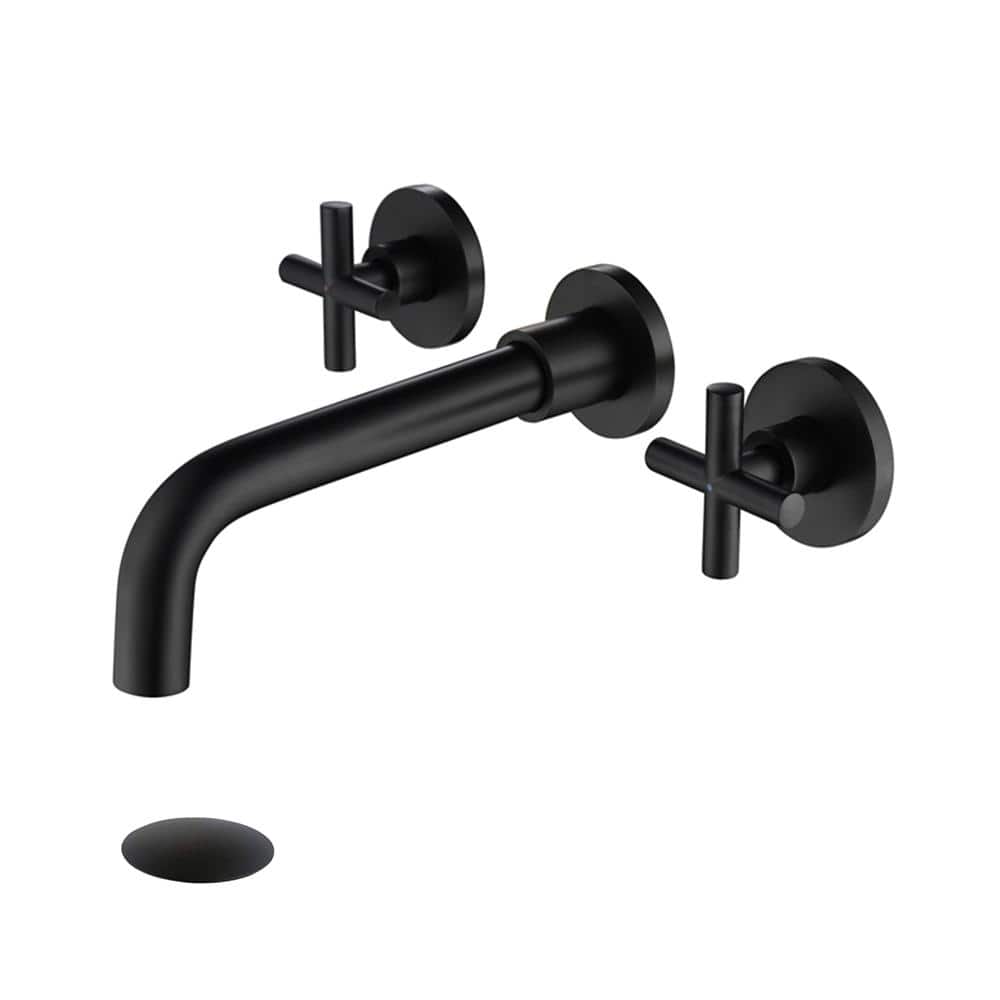 Magic Home Spot Resistant 2-Handle Wall Mount Bathroom Sink Faucet