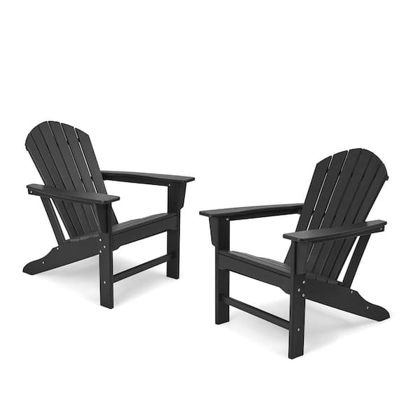 EDYO LIVING Black 2-Piece Plastic HDPE Patio Conversation Set (2-Piece Adirondack Chairs)