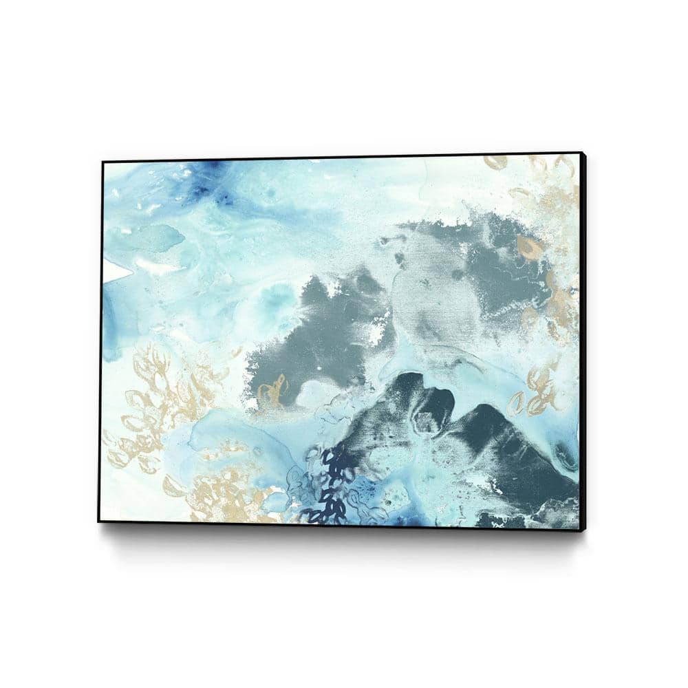 30 in. x 40 in. Aqua Wave Form I by June Erica Vess Framed Wall Art