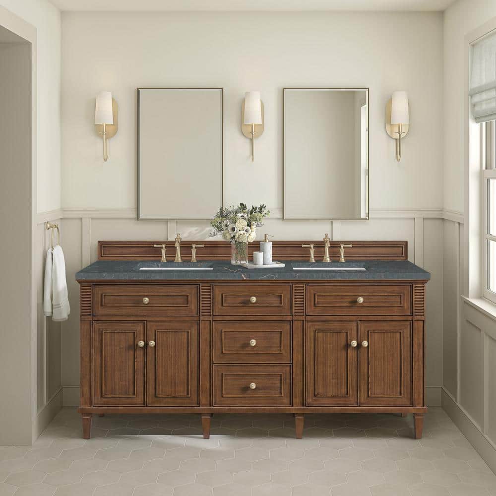 Lorelai 72.0 in. W x 23.5 in. D x 34.06 in. H Double Bathroom Vanity in Mid-Century Walnut with Parisien Bleu Quartz Top price history on PriceWatchPro