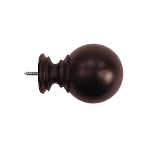 Mix And Match Antique Mahogany Wood Ball Curtain Rod Finial (Set of 2)