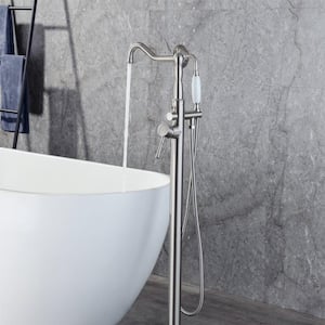 Classical Single-Handle Freestanding Tub Faucet with Hand Shower in Chrome