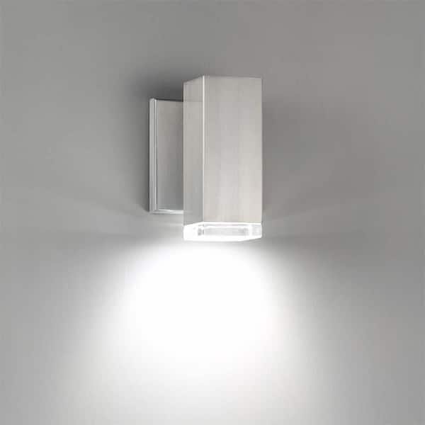 Block 6 in. Brushed Aluminum Integrated LED Outdoor Wall Sconce in 3000K