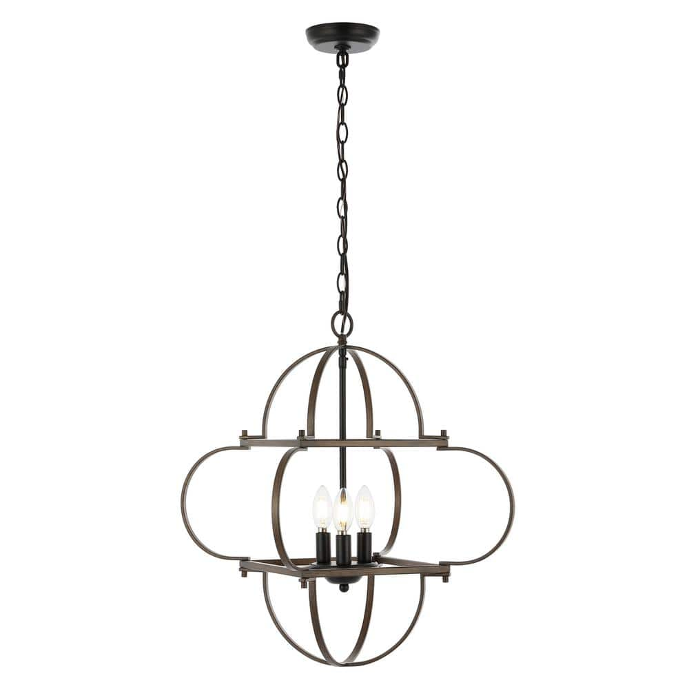 SAFAVIEH Galvin 4-Watt 3-Light Brown Pendant Light with Wood Shade ...