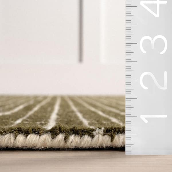 Melrose Checked Wool Moss 6 ft. x 9 ft. Indoor/Outdoor Patio Rug
