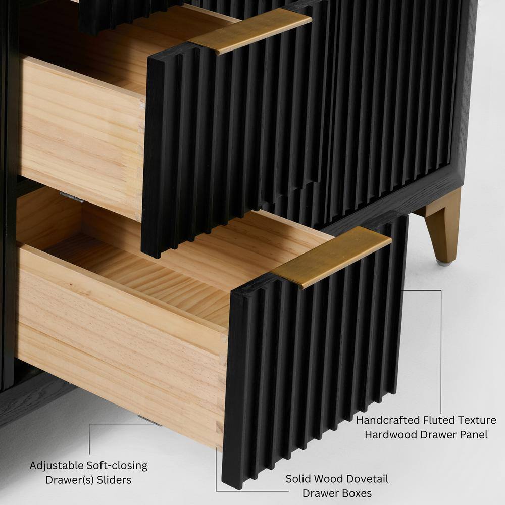 Turlington 60" Black Oak Vanity with White Quartz Top