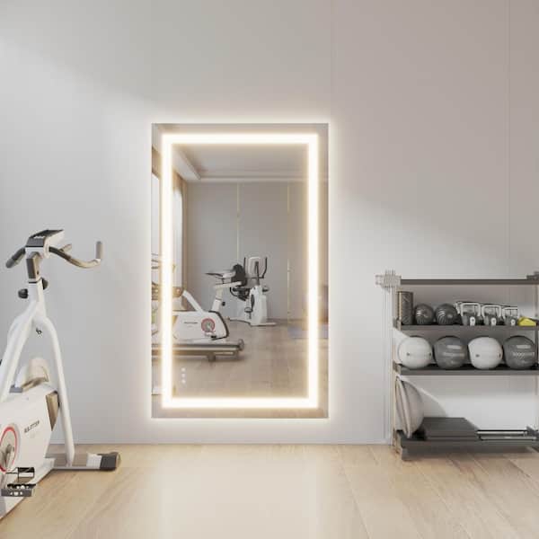 36 in. W x 60 in. H Rectangle Wall-mounted Full-length Mirror, LED Light Full Body Mirror