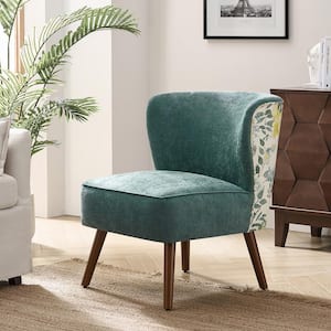 Timon Teal Modern Variety Fabric Pattern Wingback Side Chair with Solid Wood Legs