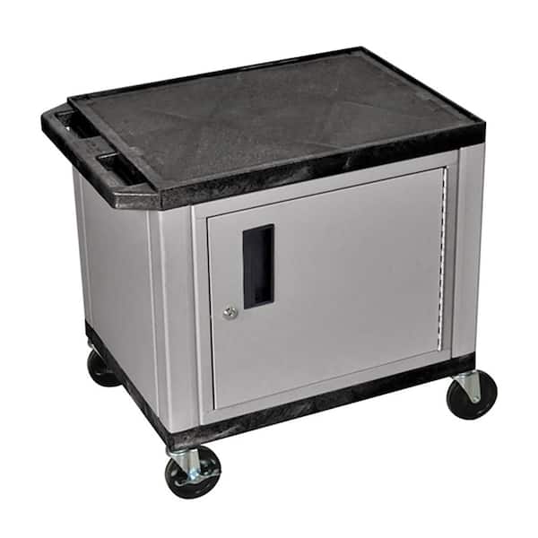Luxor WT 26 in. A/V Cart with Nickel ColoRed Cabinet, Black Shelves