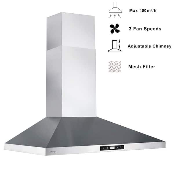 Sharp 30-in 450-CFM Convertible Stainless Steel Wall-Mounted Range Hood  with Charcoal Filter in the Wall-Mounted Range Hoods department at