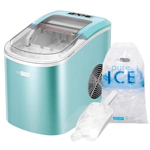 9.5in. 27lb./Day Electric Portable Ice Maker with Hand Scoop and Self Cleaning Function in Light Green