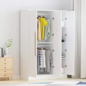 White 3-Door Armoires Wardrobe with Hanging Rod and Storage Shelves (70.8 in. H x 46.6 in. W x 19.7 in. D)