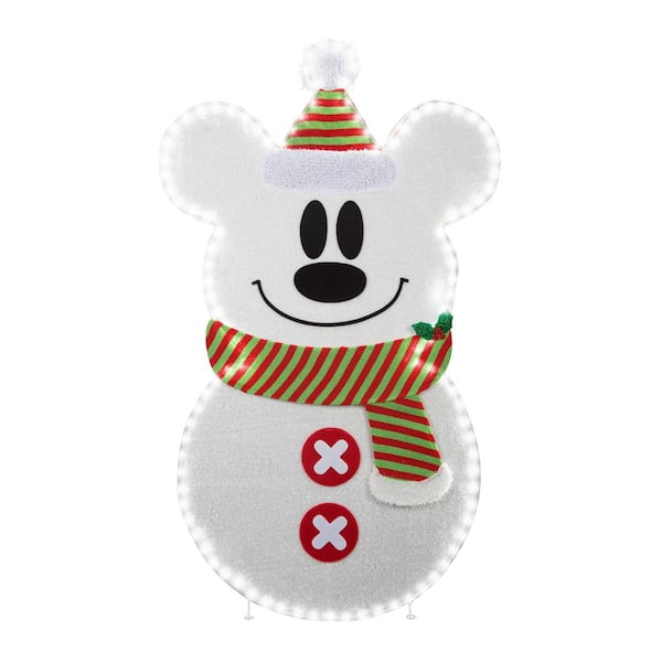 45 in. Holiday Flat-tastics Lighted Mickey Snowman Outdoor Christmas Decoration