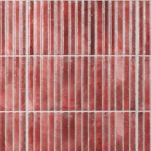 Mawr Red 5.9 in. x 11.81 in. Polished Fluted Ceramic Wall Tile (9.68 sq. ft./Case)