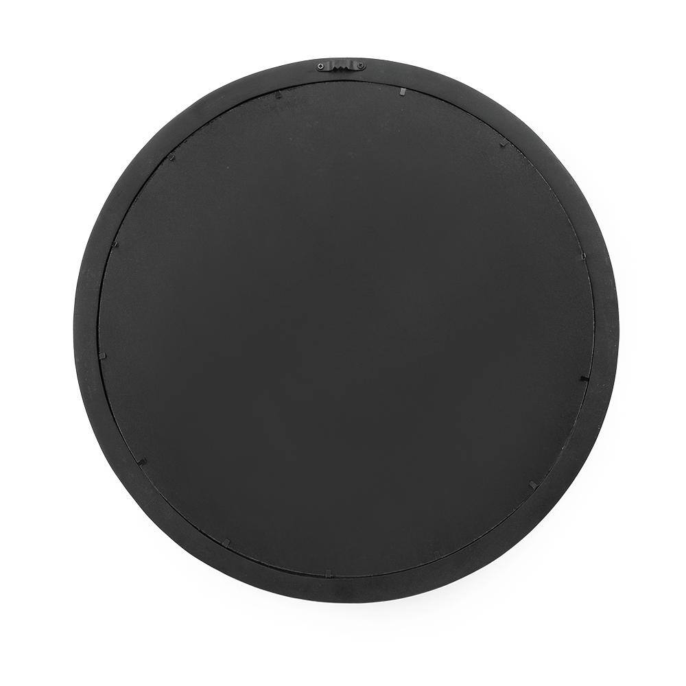 20" Round Black Mango Wood Decorative Wall Mirror