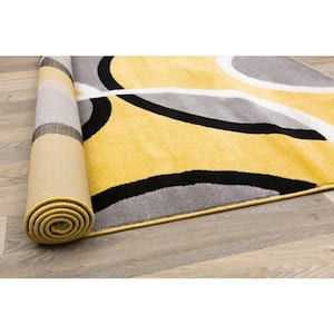 Contemporary Circles Yellow 6 ft. 6 in. x 9 ft. Abstract Area Rug