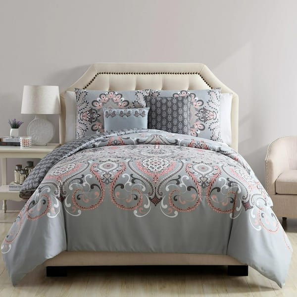 VCNY Home Amherst Multicolor Microfiber Reversible Damask Comforter Set