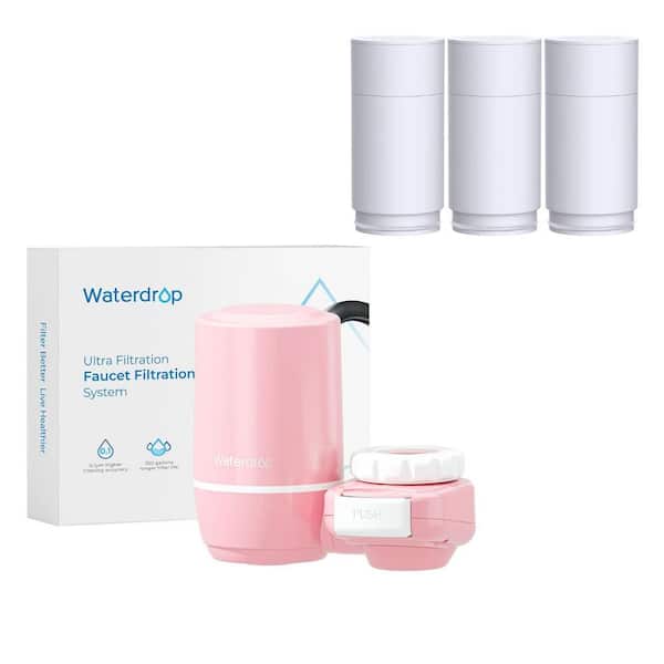 Waterdrop Ultra Filtration System for Skincare, NSF Certified Faucet Water Filter,320 gal.,Pink, Includes Extra FF-02A-3 Filter