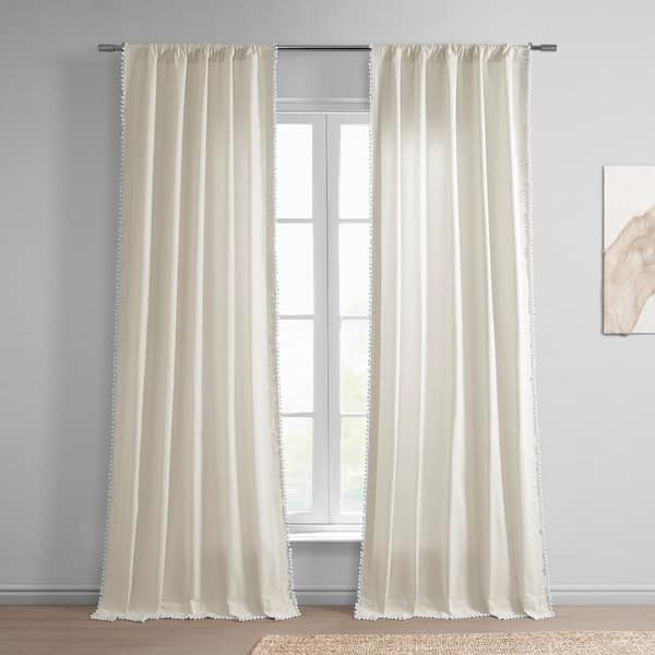Exclusive Fabrics & Furnishings Channing White Modern Hampton Textured Cotton 50 in. W x 96 in. L Rod Pocket Light Filtering Curtain (Single Panel)