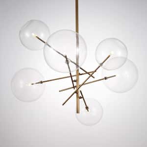 Klare 6-Light Antique Brass Sputnik Chandelier with Glass Shades