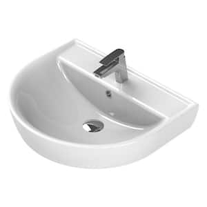 Bella Wall Mounted Bathroom Sink in White