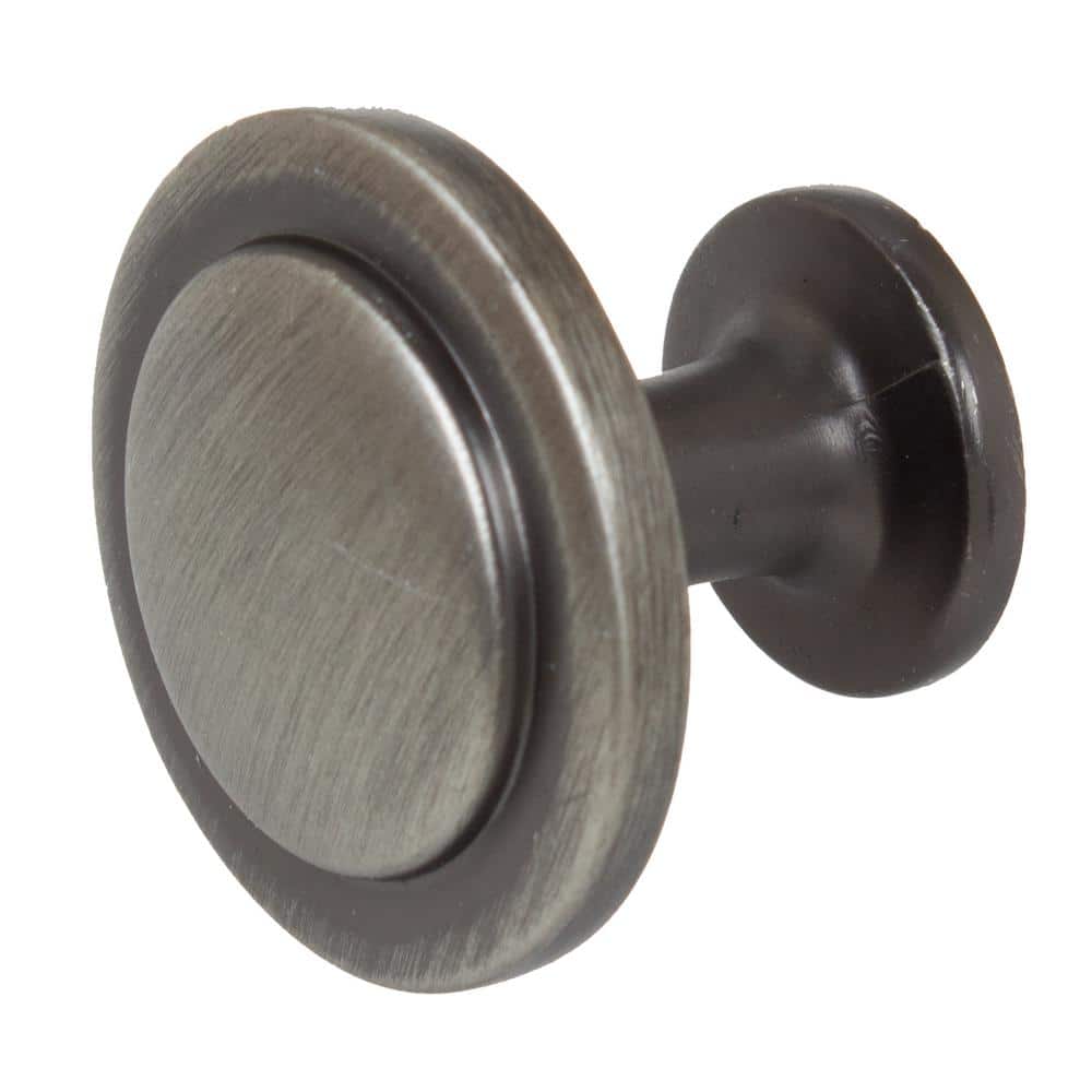 1.25" Round Satin Pewter Cabinet Knob with Mounting Hardware