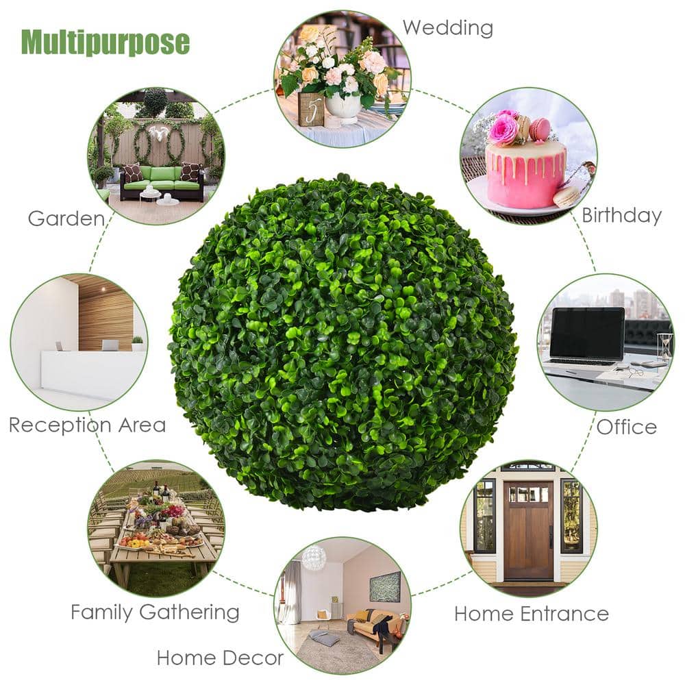 Lush Green 15.7'' UV-Protected Artificial Boxwood Topiary Balls