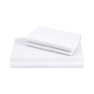 A1HC GOTS Certified Percale Weave Single Ply 2-Piece White 300TC Organic Cotton Twin Fitted Sheet Set