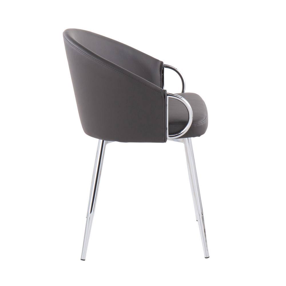 Claire Modern Silver Metal Frame Chair with Grey Faux Leather
