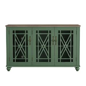 Vintage Green MDF 55 in. Storage Buffet Sideboard with Floral Design Doors