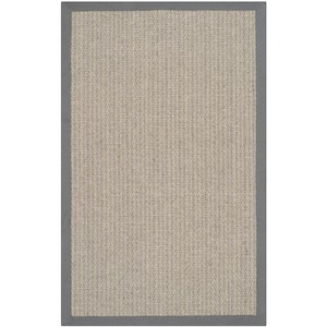 Natural Fiber Gray Brown/Gray Doormat 3 ft. x 5 ft. Border Area Rug