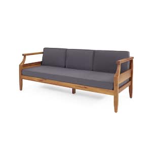 Sloane Teak Wood Outdoor Sofa Couch with Dark Gray Cushions