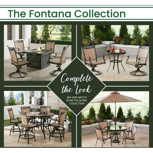 Hanover Fontana 7 Piece Aluminum Outdoor Dining Fire Patio Set 6 Chairs And Slat Top Gas Pit Table Bronze All Weather Fnt7pcpfpbr - Patio Set 6 Chairs And Table Hanover Fontana 7 Piece Aluminum Outdoor Dining Fire Patio Set 6 Chairs And Slat Top Gas Pit Table Bronze All Weather Fnt7pcpfpbr - Patio Set 6 Chairs And Table