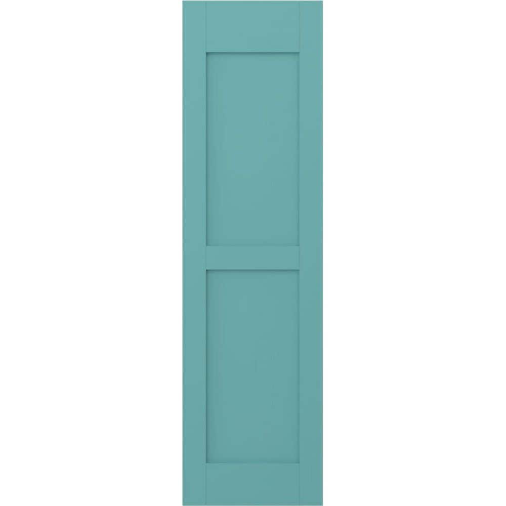 12 in. W x 37 in. H Americraft 2-Equal Flat Panel Exterior Real Wood Shutters Pair in Pure Turquoise price history on PriceWatchPro