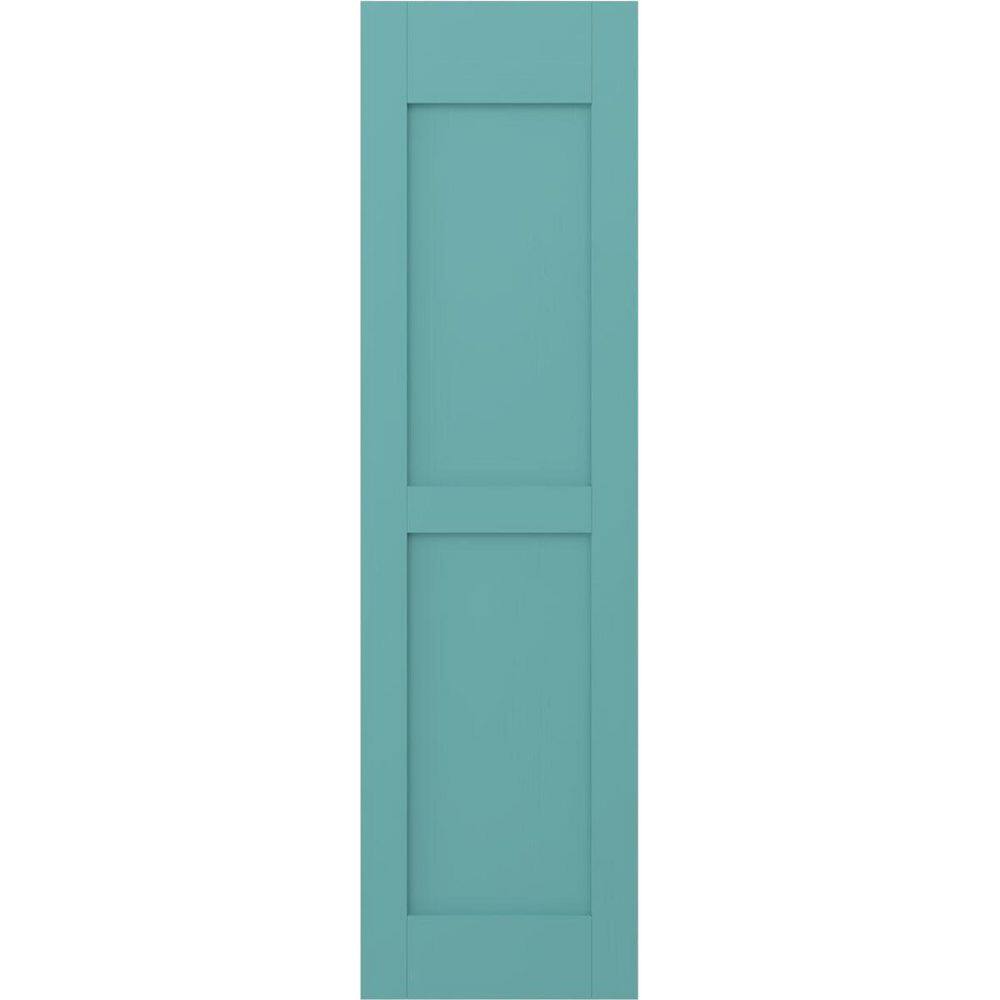 12 in. W x 75 in. H Americraft 2-Equal Flat Panel Exterior Real Wood Shutters Pair in Pure Turquoise price history on PriceWatchPro