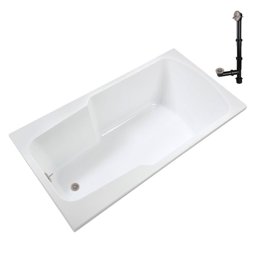 72'' x 36'' Glossy White Acrylic Drop-In Soaking Bathtub