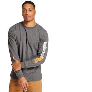 Men's Size Large Dark Charcoal Heather Base Plate Logo Long Sleeve Work Tee