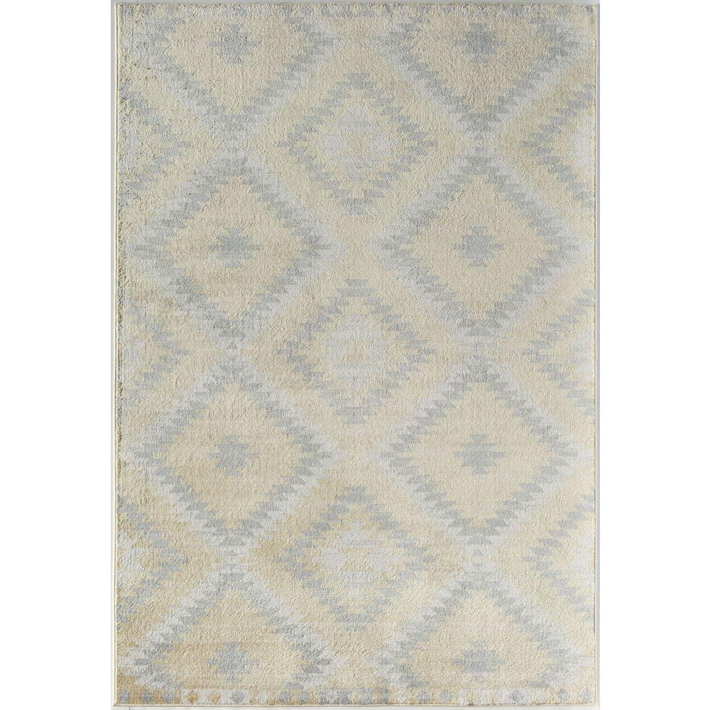 Sunflower Yellow and Gray Synthetic Area Rug, 2' x 4'